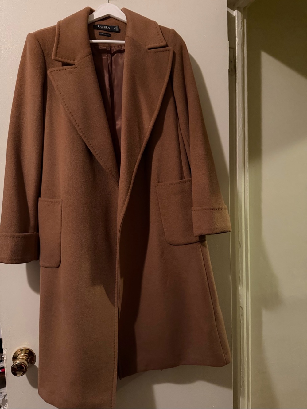 Lauren Ralph Lauren Camel Cashmere Blend Long Coat